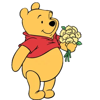 🌸 Winnie the Pooh winnie the pooh, disney, cartoon, character, yellow, bear, flowers telegram sticker
