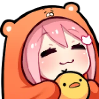 🐣 可愛い, アニメ, カワイイ, ちび, 女の子, クマ, パーカー telegram sticker