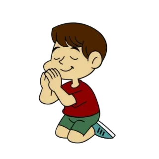 Ⓜ️ Gebet, Kind, kniend, Cartoon whatsapp sticker