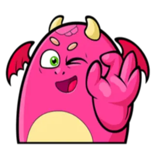 👌 monster, pink, mengedipkan mata, kartun, emoji, lucu telegram sticker