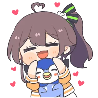 ❤️ anime girl, cartoon, penguin, cute, kawaii, hearts telegram sticker