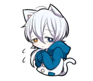 😞 gatto, anime, carino, chibi, cartone animato, adesivo telegram sticker