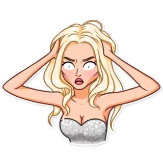 😳 mujer, rubia, dibujos animados, sorpresa, frustración telegram sticker