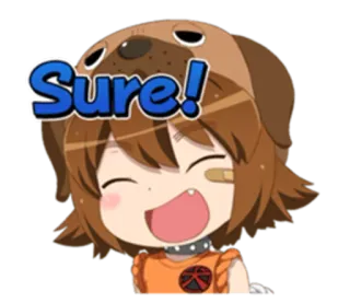 😸 Sure! anime, dog hat, cute, expression, sure telegram sticker
