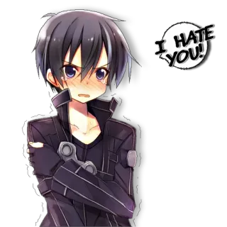 ☹ Kirito Sword Art Online I HATE YOU! anime, kirito, sword art online, hate, cartoon telegram sticker