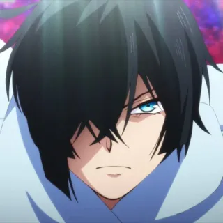 🌐 anime, personaje, ojos azules, pelo negro whatsapp sticker