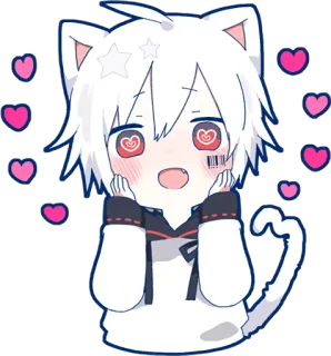 😍 猫耳, アニメ, かわいい, ハート, 可愛い, キャラクター whatsapp sticker