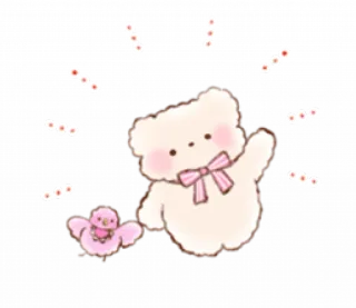🎀 ours, oiseau, mignon, kawaii, animal, rose, dessin animé whatsapp sticker