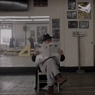 🌑 man, newspaper, sitting, boxing, gym telegram sticker