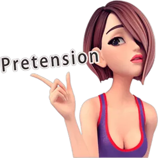 😟 Pretension женщина, мультфильм, претензия, указывает, девушка, женский telegram sticker