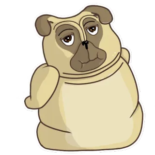 😐 pug, anjing, hewan, kartun, peliharaan, ilustrasi, stiker telegram sticker