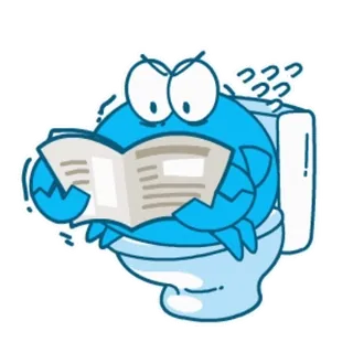 🚽 Krabbe, Toilette, Lesen, Zeitung, Cartoon, Humor, Lustig whatsapp sticker
