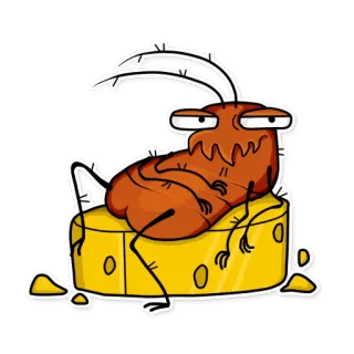 🙄 barata, queijo, desenho animado, inseto, comida telegram sticker
