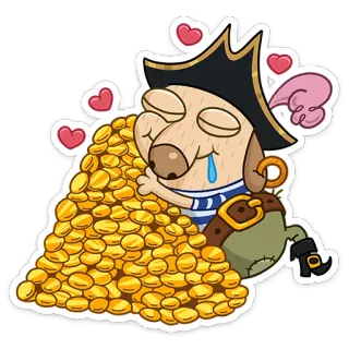 🤑 개, 해적, 금, 보물, 만화 whatsapp sticker