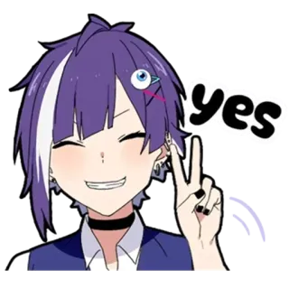 😚 yes Anime, Cartoon, Ja, Zustimmung, Positiv, Violette Haare telegram sticker