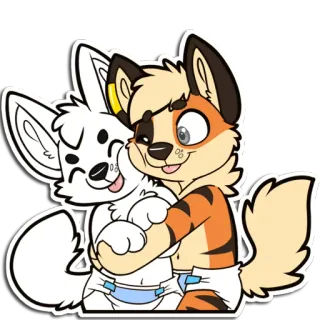 ❤️ furry, hug, diaper, cute, cartoon, anthropomorphic, friends, animal telegram sticker