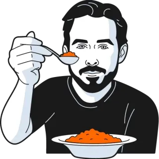 😋 homme, manger, nourriture, cuillère, repas telegram sticker