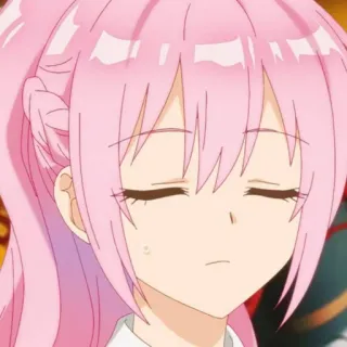 🍧 Anime, Mädchen, Rosa Haare, Traurig, Süß, Ausdruck telegram sticker