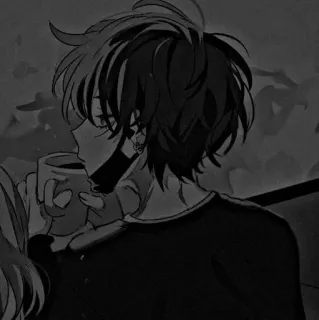 〰️ anime, manga, art, boy, coffee, cup telegram sticker