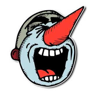 🤠 лицо, смех, мультфильм, выражение, рот, открытый telegram sticker