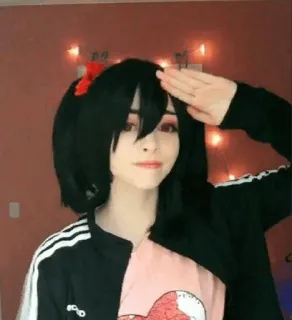 🎾 cosplay, anime, girl, wig, costume, character, salute telegram sticker