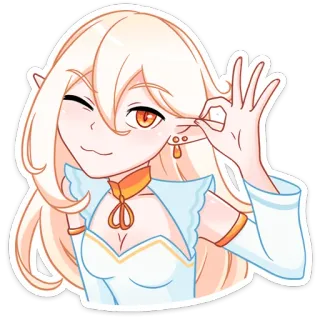 👂 elfe, anime mädchen, blonde haare, süß, cartoon whatsapp sticker
