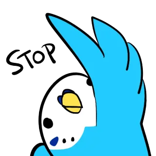 ✋ STOP berhenti, kartun, burung, protes, peringatan, tanda telegram sticker