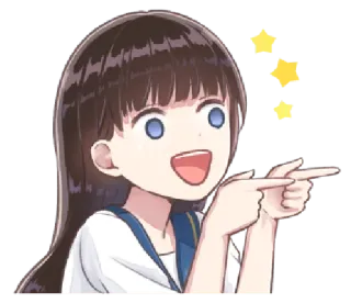 👉 anime, girl, pointing, excited, stars, cartoon whatsapp sticker
