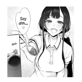 😋 Say ahh... Anime, Manga, Comida, Chica, Cuchara telegram sticker