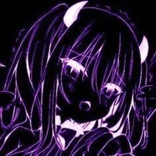 💓 动漫女孩, 恶魔, 黑暗, 角, 紫色, 哥特, 数字艺术 telegram sticker