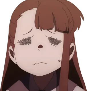 😥 anime, girl, sad, tired, cartoon, little witch academia telegram sticker