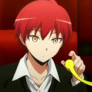 🙂 Karma Akabane Assassination Classroom Anime, Personagem, cabelo ruivo, menino anime telegram sticker