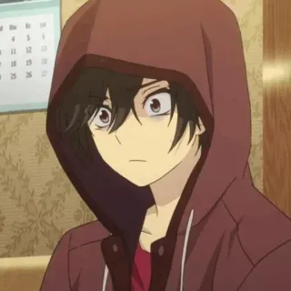 〰 Anime, Bluza z kapturem, Kalendarz, Kreskówka, Portret, Zszokowany, Zaskoczony telegram sticker