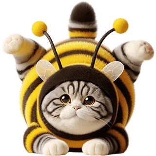 🙃 แมว, ผึ้ง, สัตว์, ชุด, น่ารัก, สัตว์เลี้ยง, ลูกแมว whatsapp sticker