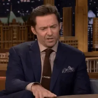 🔮 Hugh Jackman actor, man, suit, celebrity, talk show, expression whatsapp sticker