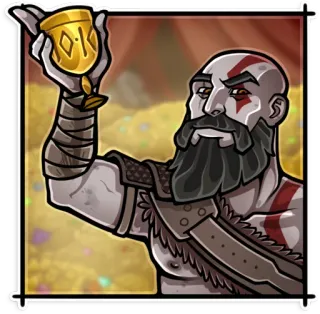 💪 Kratos God of War Gott, Krieger, Pokal, Mythologie, Spiel telegram sticker