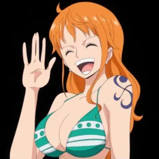 🥰 Nami One Piece 动漫, 橙色头发, 比基尼, 海盗, 漫画 telegram sticker