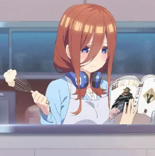 🐾 Miku Nakano The Quintessential Quintuplets Anime, Miku Nakano, The Quintessential Quintuplets, Cucina, Kawaii, Carino, Cuffie telegram sticker