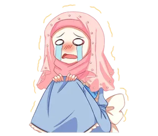😭 Anime, Mädchen, weinend, Hijab, traurig telegram sticker
