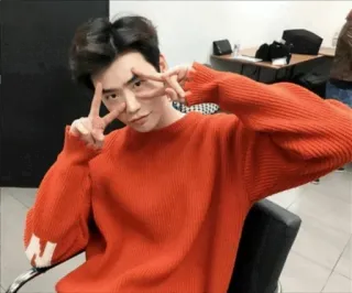 ✌️ coreano, attore, uomo, persona, segno di pace telegram sticker