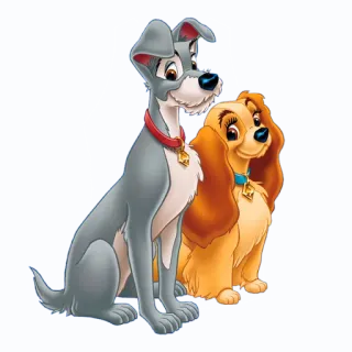 💛 Lady and Tramp Lady and the Tramp cachorro, desenho animado, Disney, animação, animais telegram sticker