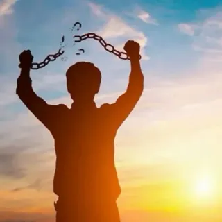 😜 freedom, liberation, breaking chains, sunrise, silhouette, hope, independence, sunset telegram sticker
