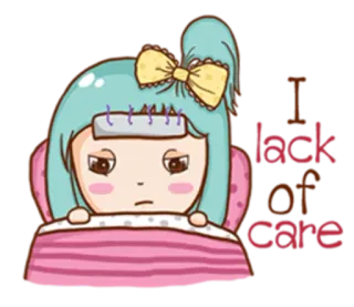 😷 I lack of care krank, erkrankt, Pflege, traurig, Cartoon, Kopfschmerzen telegram sticker
