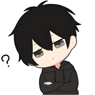 🤨 anime, cartoon, question mark, thinking, chibi, character, expression telegram sticker
