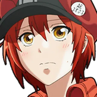 🩸 AE 3803 Anime, Rote Blutkörperchen, Cells at Work, Charakter, Hut, Mädchen, Süß whatsapp sticker