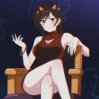 🌚 anime, hoạt hình, ác quỷ, cô gái, phụ nữ, ghế whatsapp sticker