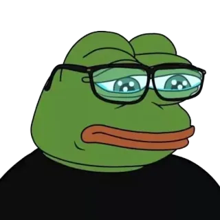 🐸 Pepe the Frog 佩佩, 青蛙, 悲伤, 表情包, 网络, 眼镜 telegram sticker
