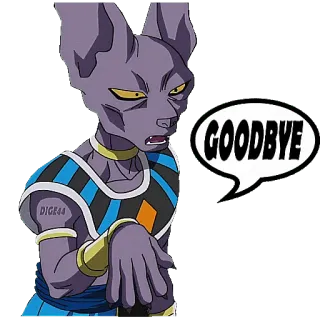 🤗 Beerus Dragon Ball GOODBYE 比鲁斯, 龙珠, 动漫, 再见, 猫, 生气, 神 telegram sticker