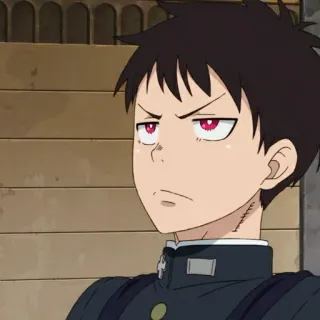 🔥 Shinra Kusakabe Fire Force Anime, Fire Force, Shinra Kusakabe, Charakter, rote Augen, ernst whatsapp sticker