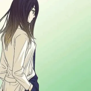 🍙 fille anime, cheveux longs, manga, femme, vue de côté telegram sticker